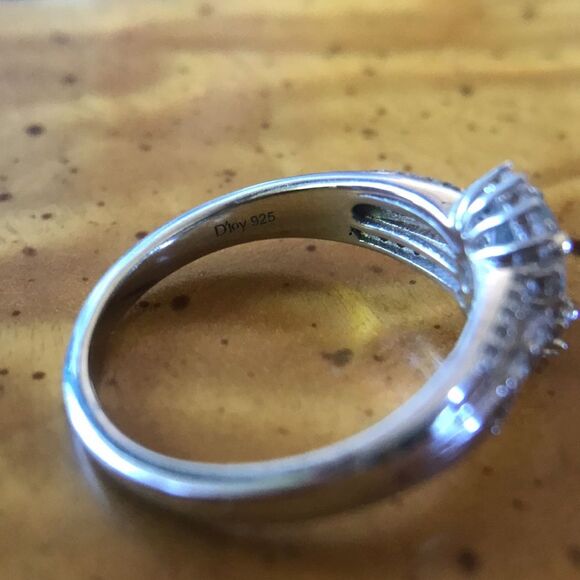 Natural Aquamarine Sterling Silver Halo Ring Size 8 - Picture 6 of 7